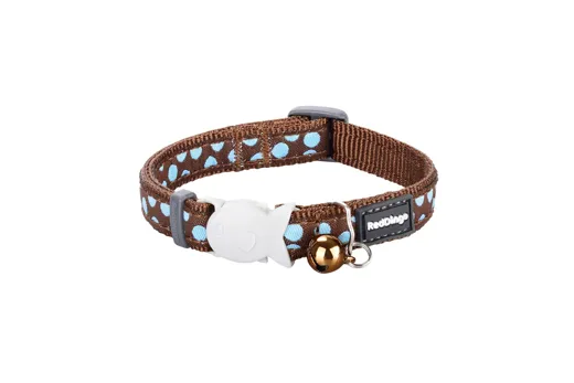 RedDingo Katzenhalsband Braun mit blauen Punkten