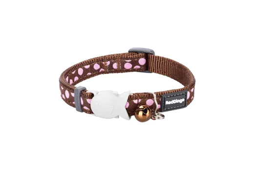 RedDingo Katzenhalsband Braun mit pinken Punkten