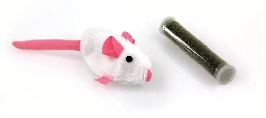 swisspet Plüschmaus mit Catnip-Trommel Weiss