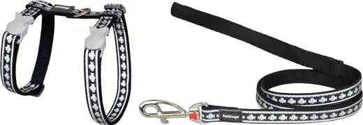 RedDingo Geschirr und Leine Reflective Fisch Schwarz