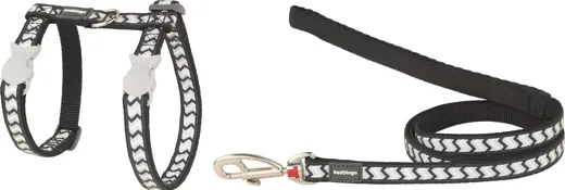 RedDingo Geschirr und Leine Reflective Ziggy Schwarz