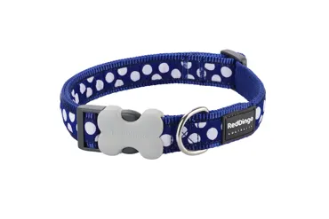 Hundehalsband Design White Spots on Navy