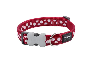 Hundehalsband Design White Spots on Red