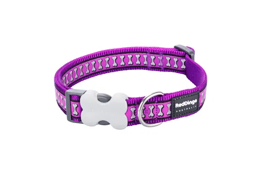 RedDingo Halsband Design Reflective Bones Purple