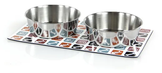 swisspet Magnetmatte mit Edelstahl Futternäpfen, Weiss