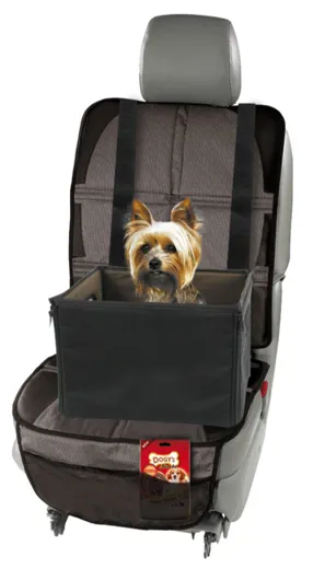 Die Hundetasche swisspet Chiwo ist einfach am Sicherheitsgurt zu befestigen.