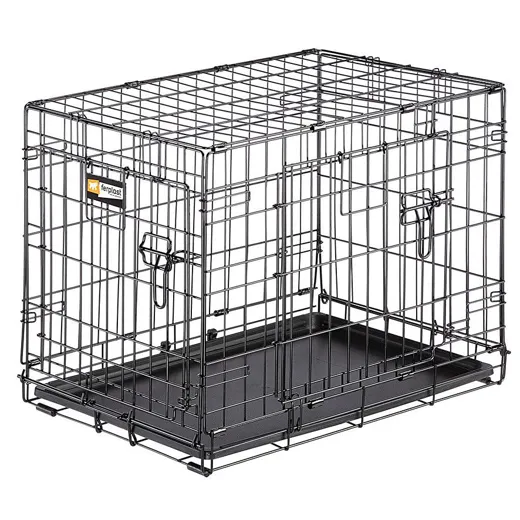Faltbare Metall-Hundebox von Ferplast mit Polypropylenwanne.