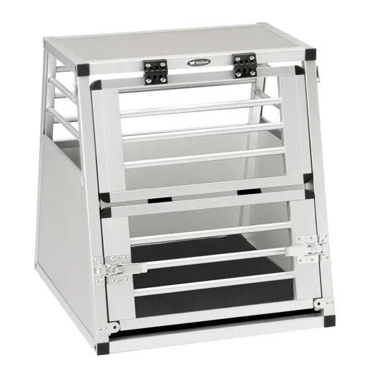 swisspet Aluminium Auto-Hundebox in drei Grössen erhältlich.