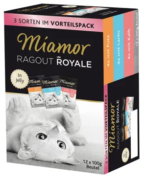 Miamor Ragout Royale Multibox - Pute, Lachs, Kalb 12x100g