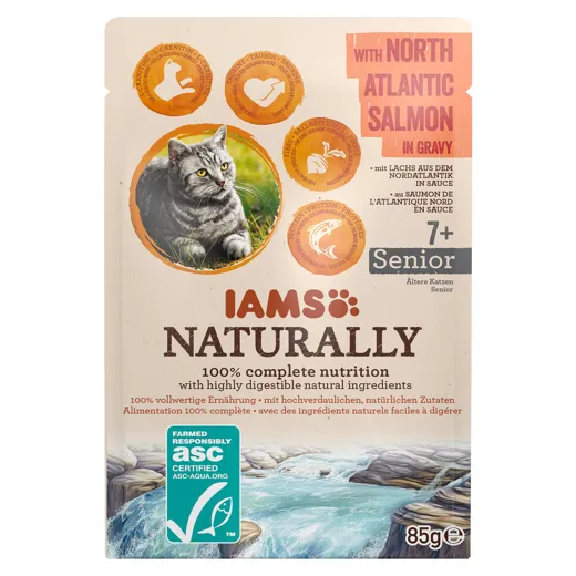 Naturally für ältere Katzen mit Nordatlantik-Lachs in Sauce