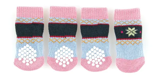 swisspet Hundesocken Naturi mit Anti-Slip Rosa Blau