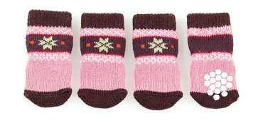 swisspet Hundesocken Naturi Anti-Slip Rosa & Braun 4 Stk.