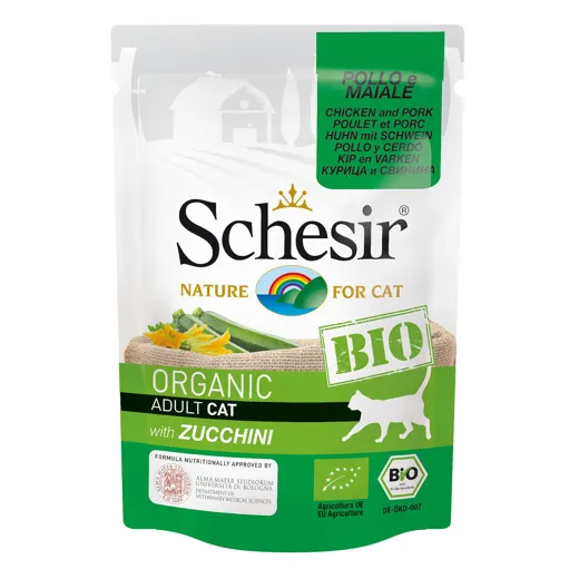 Schesir BIO Adult Huhn & Schwein mit Zucchini 85g
