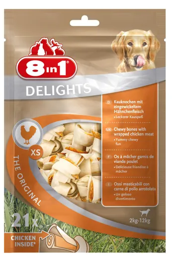8in1 Delights Kauknochen XS (21 Stück) mit Huhn