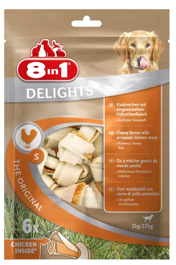 8in1 Delights Kauknochen S (6 Stück) mit Huhn