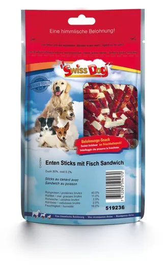 SwissDog Enten Sticks mit Fisch Sandwich