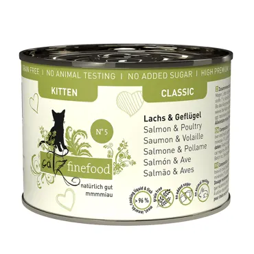 catz finefood Classic N°5 - Kitten - Lachs & Geflügel 200g