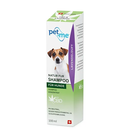 CBD-Shampoo von Pet+me für ein gesundes Hundefell.