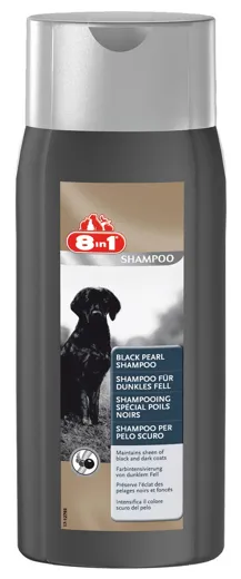 Das Hundeshampoo Black Pearl von 8in1 für schwarzes oder dunkles Fell.