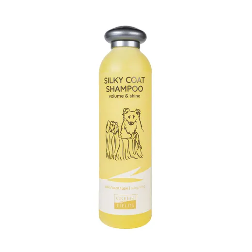 Seidenproteine und milde Inhaltsstoffe im Silky Coat Shampoo von Greenfields.