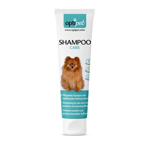 Milde Pflege für deinen Hund mit dem Optipet Care Shampoo für häufiges Waschen.