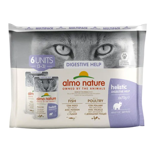 Almo Holistic Digestive Help Multipack Fisch & Geflügel 6x70g