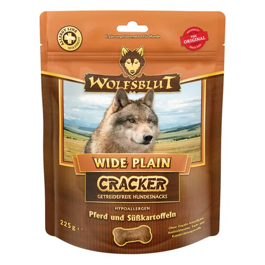 Wide Plain Cracker von Wolfsblut mit Pferdefleisch und Süsskartoffeln, der ideale Proteinspender.