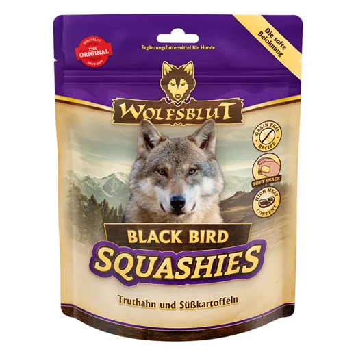 Ein hoher Fleischanteil von 40 % Truthahn macht den Wolfsblut Soft Snack Black Bird zu einer echten Belohnung für deinen Hund.