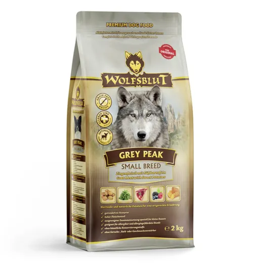 Lecker und einzigartig in der Zusammenstellung von Fleisch, Gemüse und Superfoods ist das Grey Peak Futter von Wolfsblut.