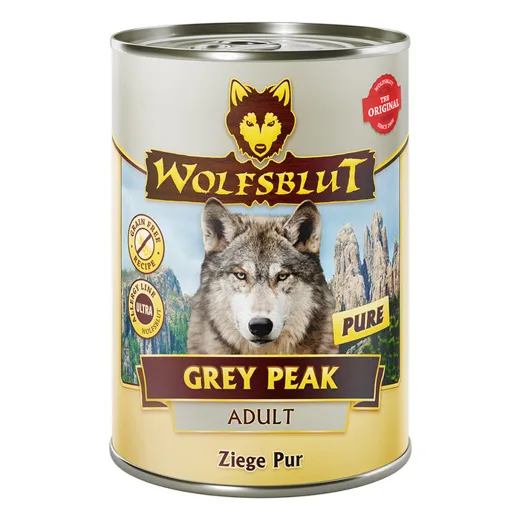 Saftiges Fleisch der Goar Ziege ist die Hauptzutat im Wolfsblut Grey Peak Pure.