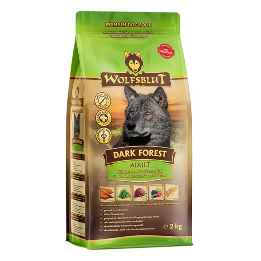 Wolfsblut Dark Forest Hundefutter mit natürlichen Superfoods und Wildfleisch.