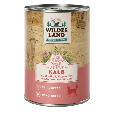 Wildes Land Canine Adult Kalb mit Brokokoli & Karotten 6x 400g Dose
