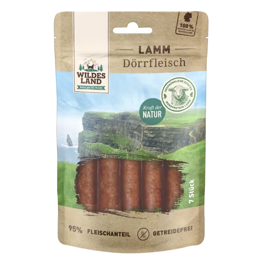 Wildes Land Premium Snack Dörrfleisch Lamm - Ernährung so wild wie die Natur.