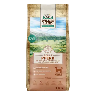 Wildes Land Canine Adult Pferd mit Kartoffeln