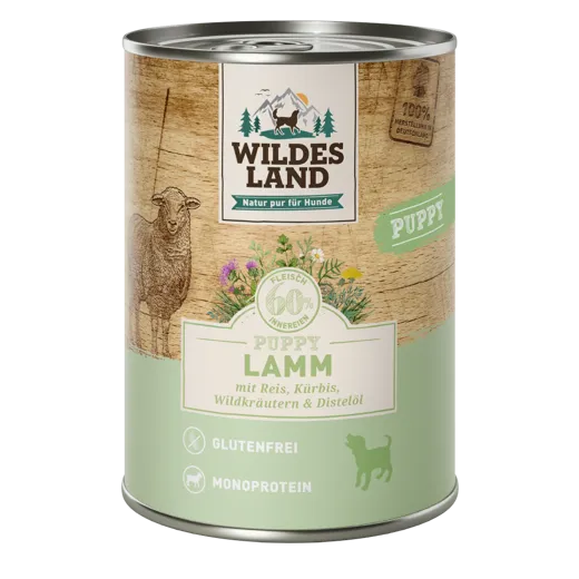 Hochwertiges Wildes Land Puppy Nassfutter Lamm mit Kürbis & Reis 400g - Welpenglück pur!