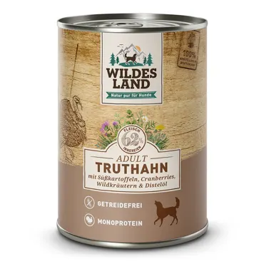 Wildes Land Canine Adult Truthahn mit Süsskartoffel und Distelöl 6x 400g Dose