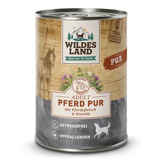 Wildes Land PUR Pferd mit Distelöl 400g - Natur pur im Napf!
