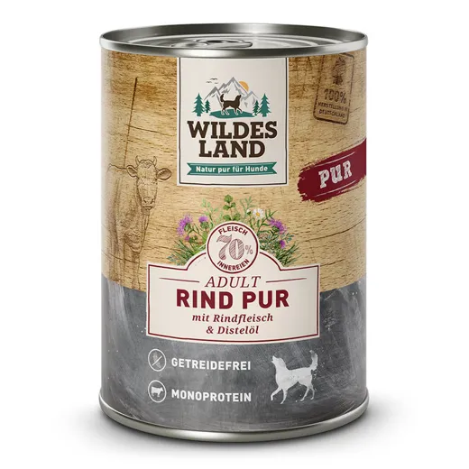 Hochwertiges Hundefutter - Wildes Land Rind mit Distelöl 400g.