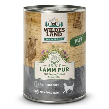 Wildes Land Canine Adult PUR Lamm mit Distelöl 6x 400g Dose