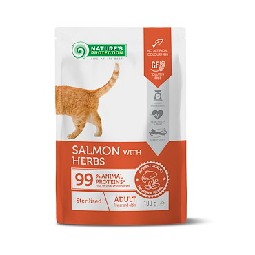Nature’s Protection Sterilised Lachs mit Kräutern, 100g